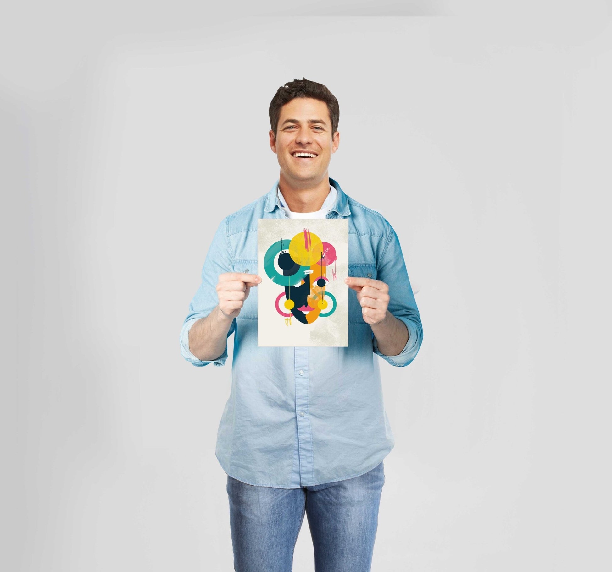 Bright Abstract Face 2 Poster Wall Art Prints - New Signs