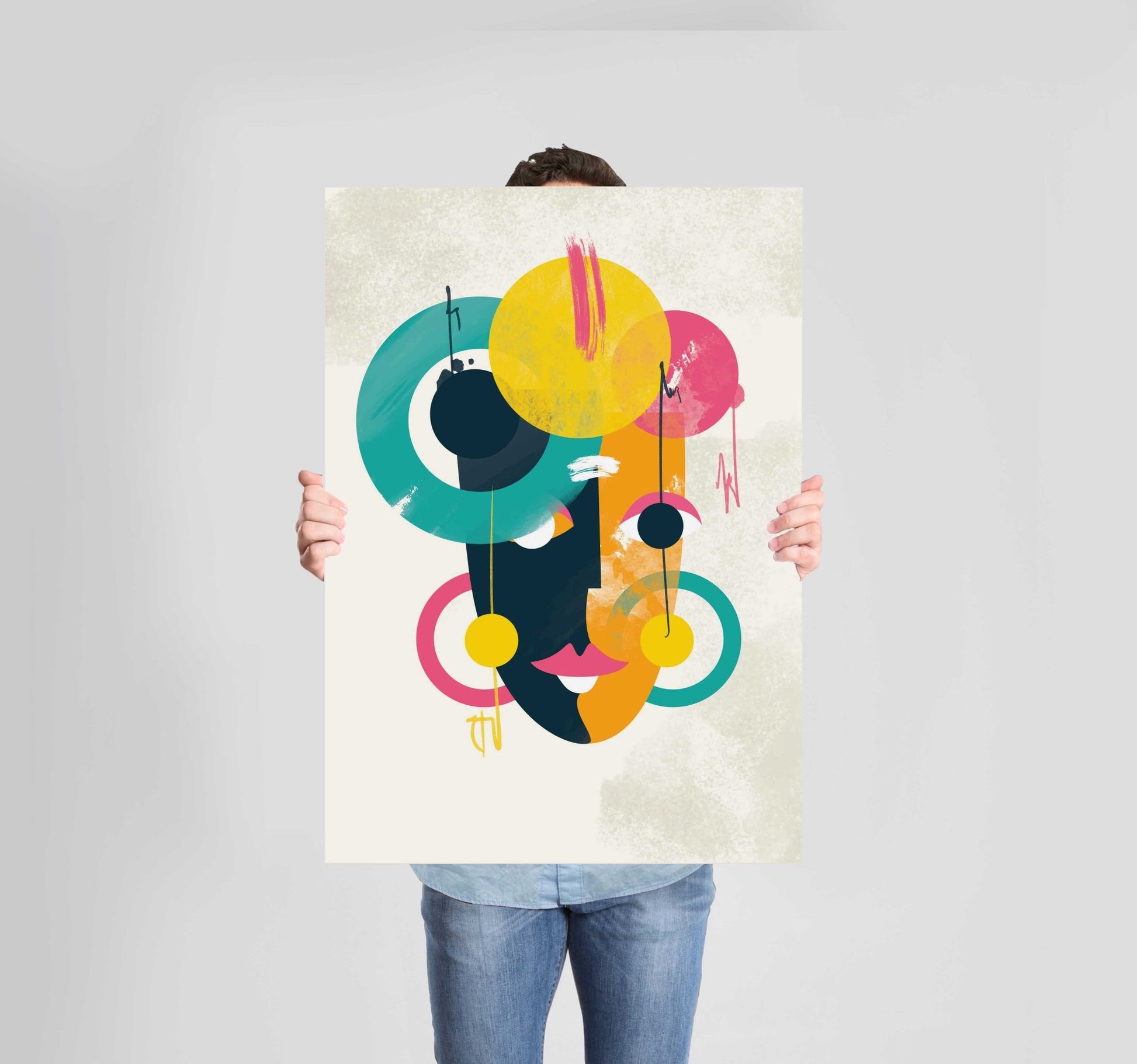 Bright Abstract Face 2 Poster Wall Art Prints - New Signs