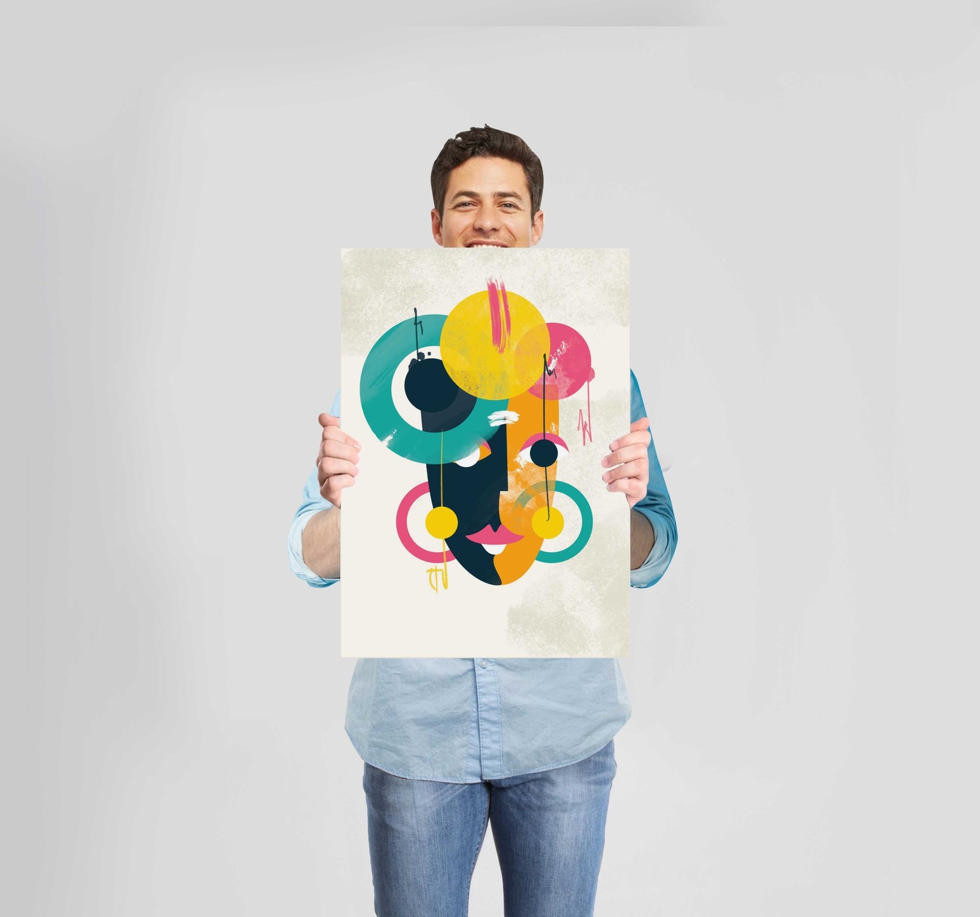 Bright Abstract Face 2 Poster Wall Art Prints - New Signs