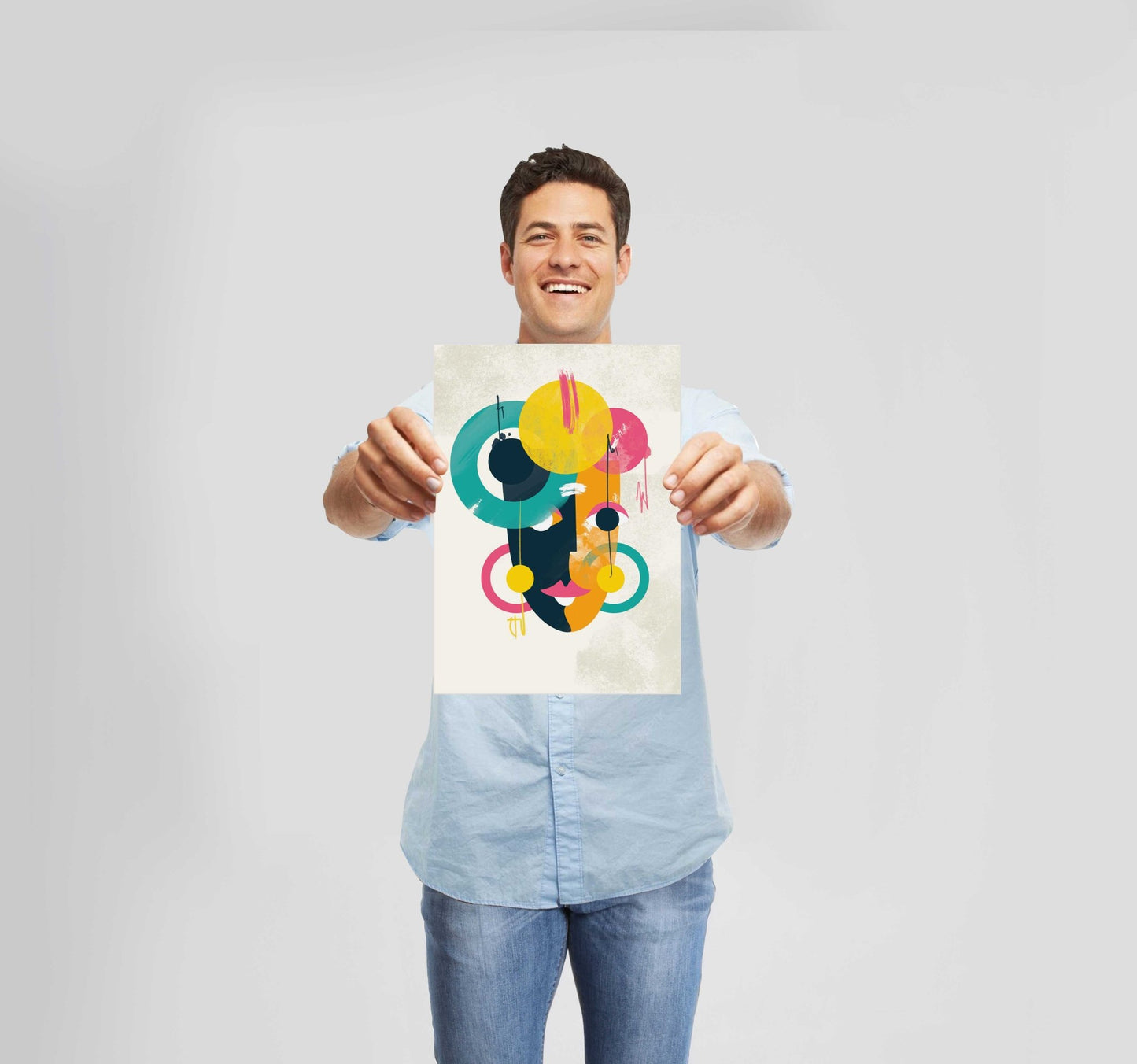 Bright Abstract Face 2 Poster Wall Art Prints - New Signs