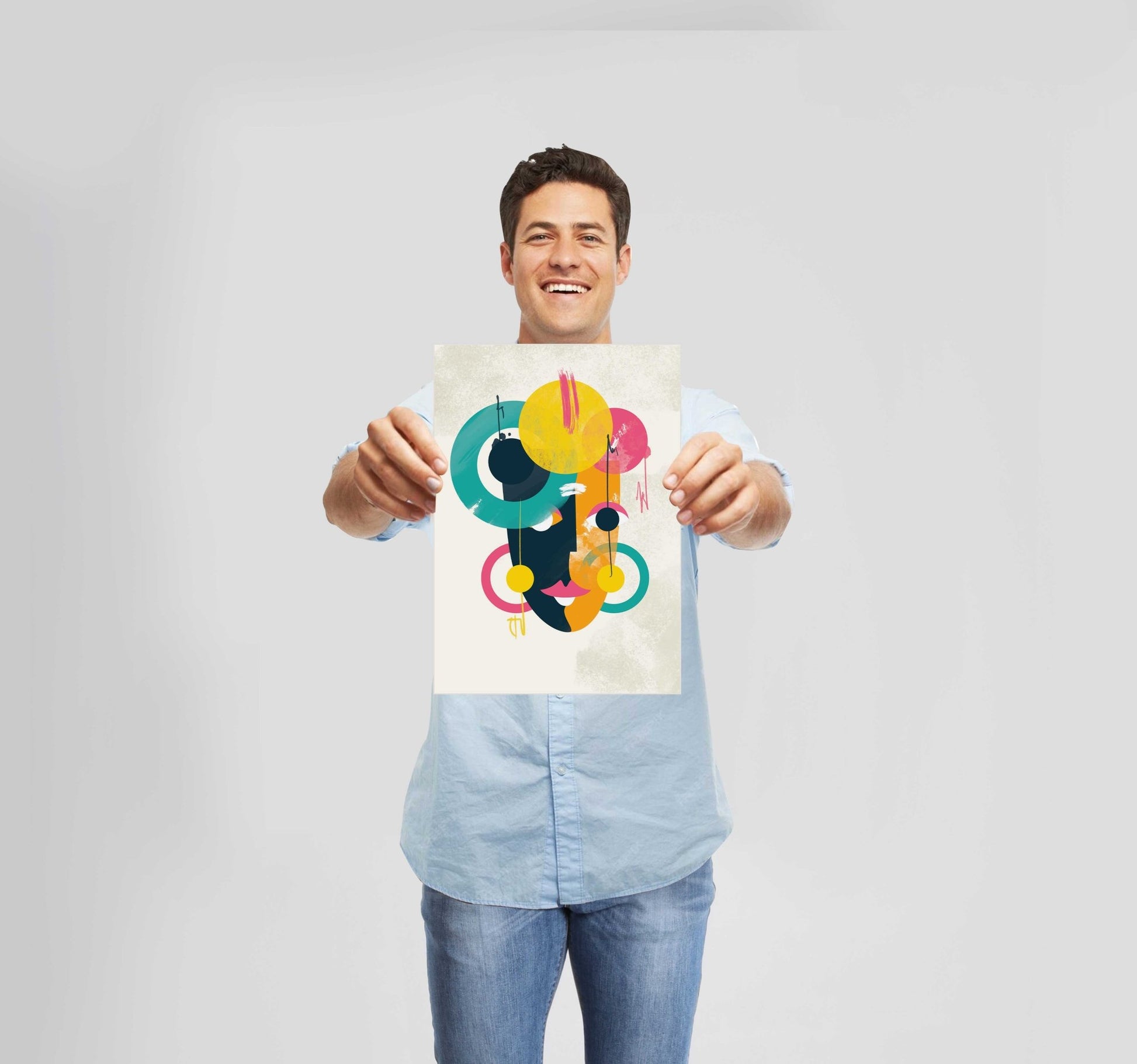 Bright Abstract Face 2 Poster Wall Art Prints - New Signs