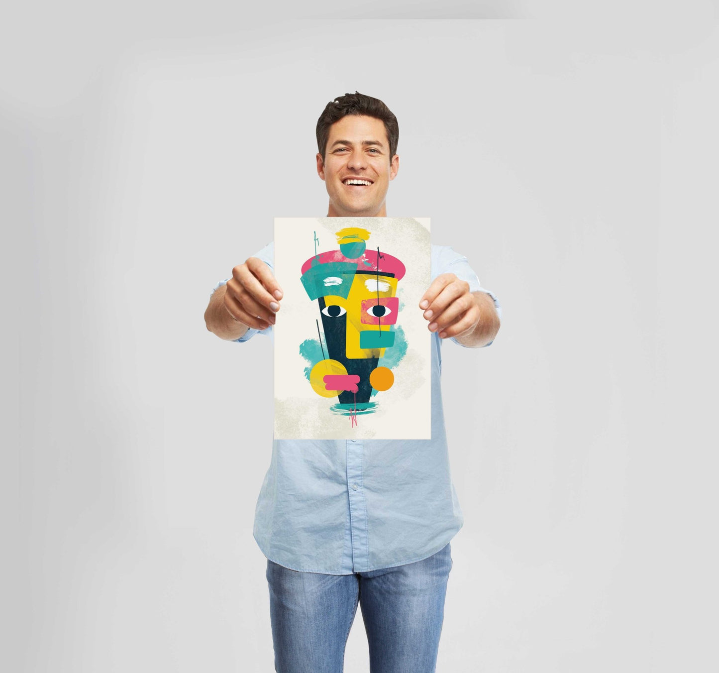 Bright Abstract Face 3 Poster Wall Art Prints - New Signs