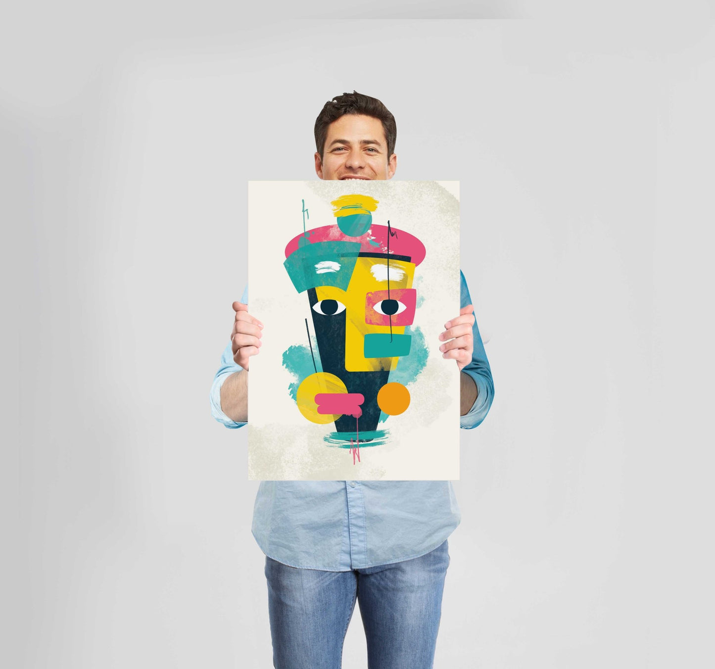 Bright Abstract Face 3 Poster Wall Art Prints - New Signs