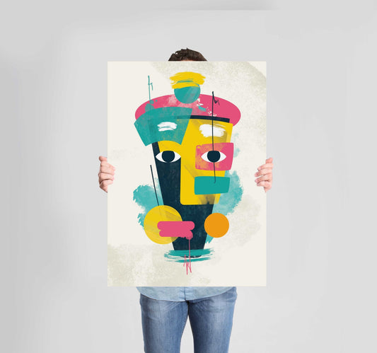 Bright Abstract Face 3 Poster Wall Art Prints - New Signs