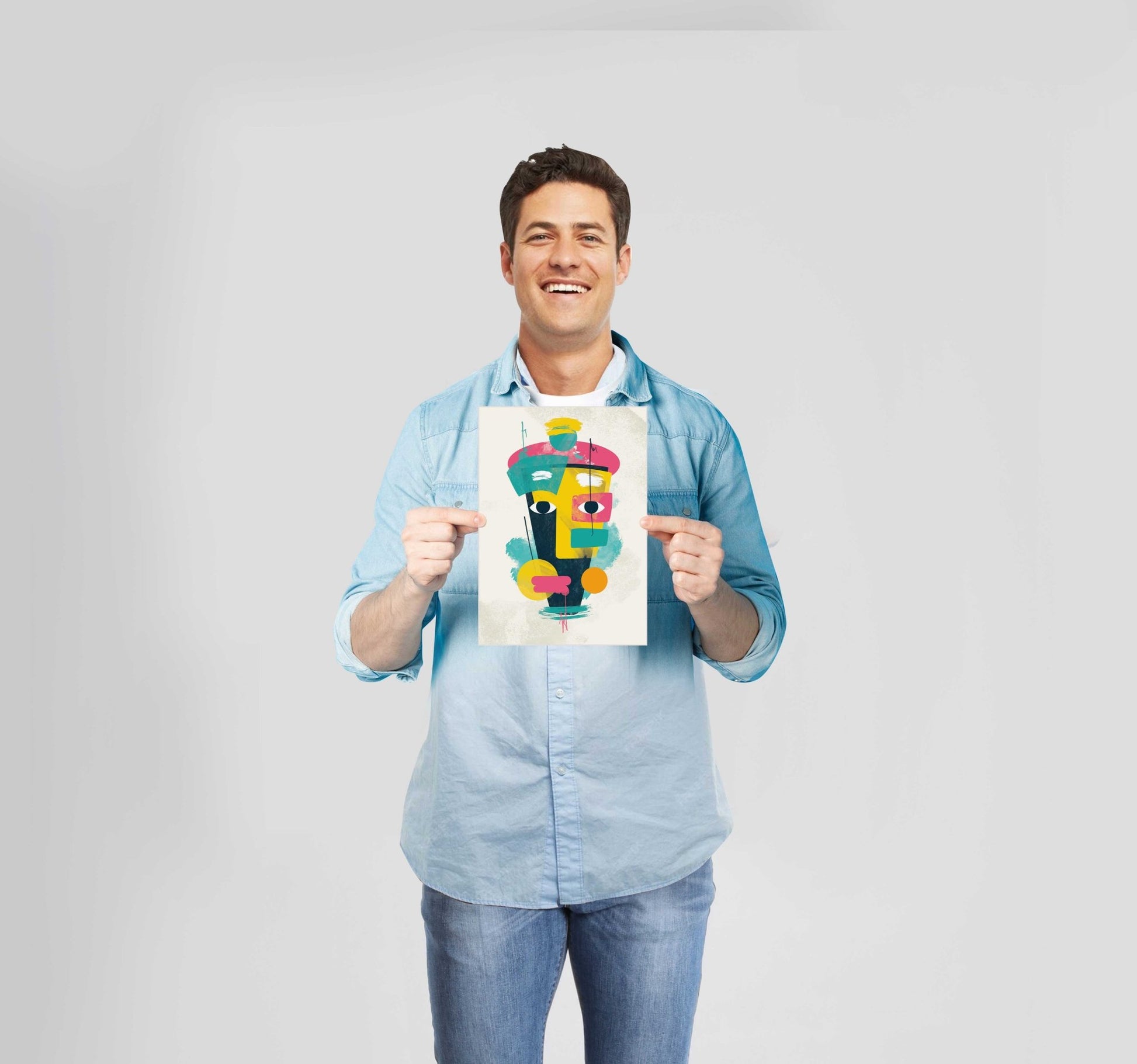 Bright Abstract Face 3 Poster Wall Art Prints - New Signs