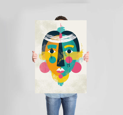 Bright Abstract Face Poster Wall Art Prints (Set of 3) - New Signs
