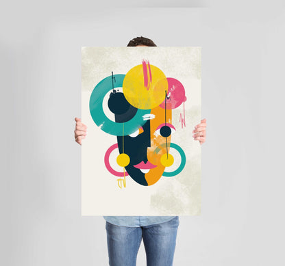 Bright Abstract Face Poster Wall Art Prints (Set of 3) - New Signs