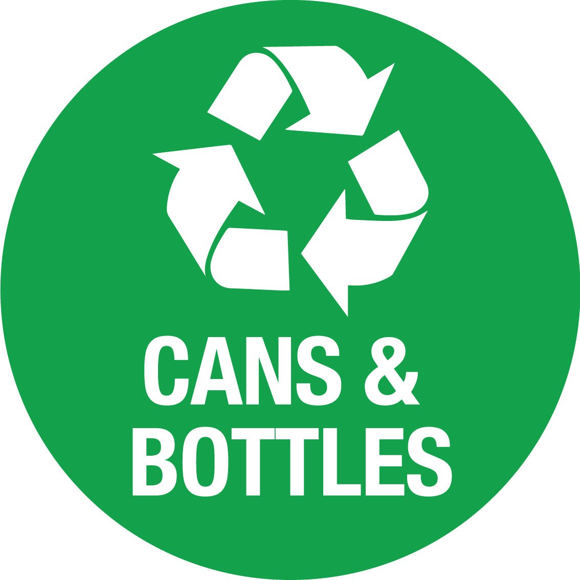 Cans and Bottles Circle Bin Sticker - New Signs