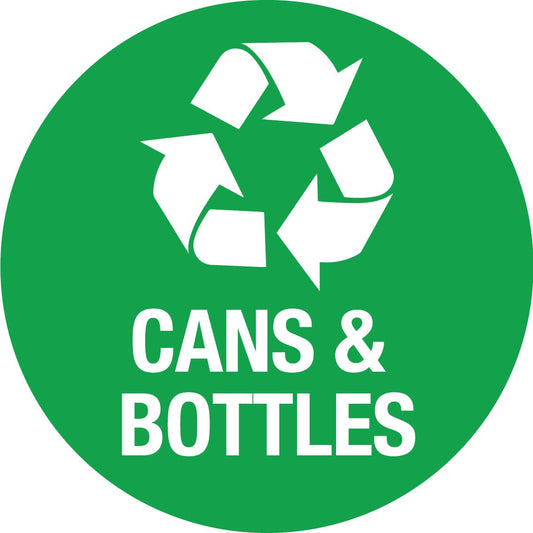 Cans and Bottles Circle Bin Sticker - New Signs