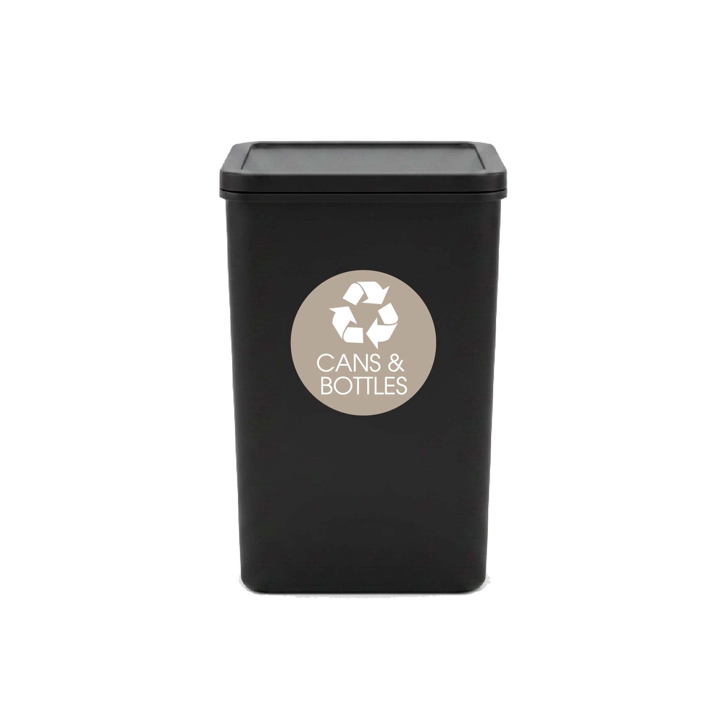 Cans and Bottles Fawn Background Circle Bin Sticker - New Signs
