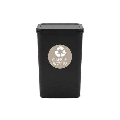 Cans and Bottles Fawn Background Circle Bin Sticker - New Signs