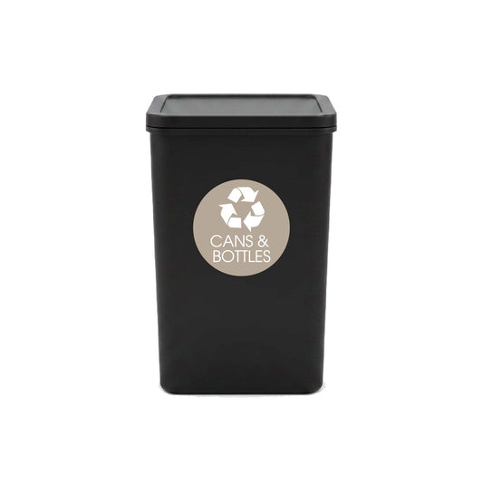 Cans and Bottles Fawn Background Circle Bin Sticker - New Signs