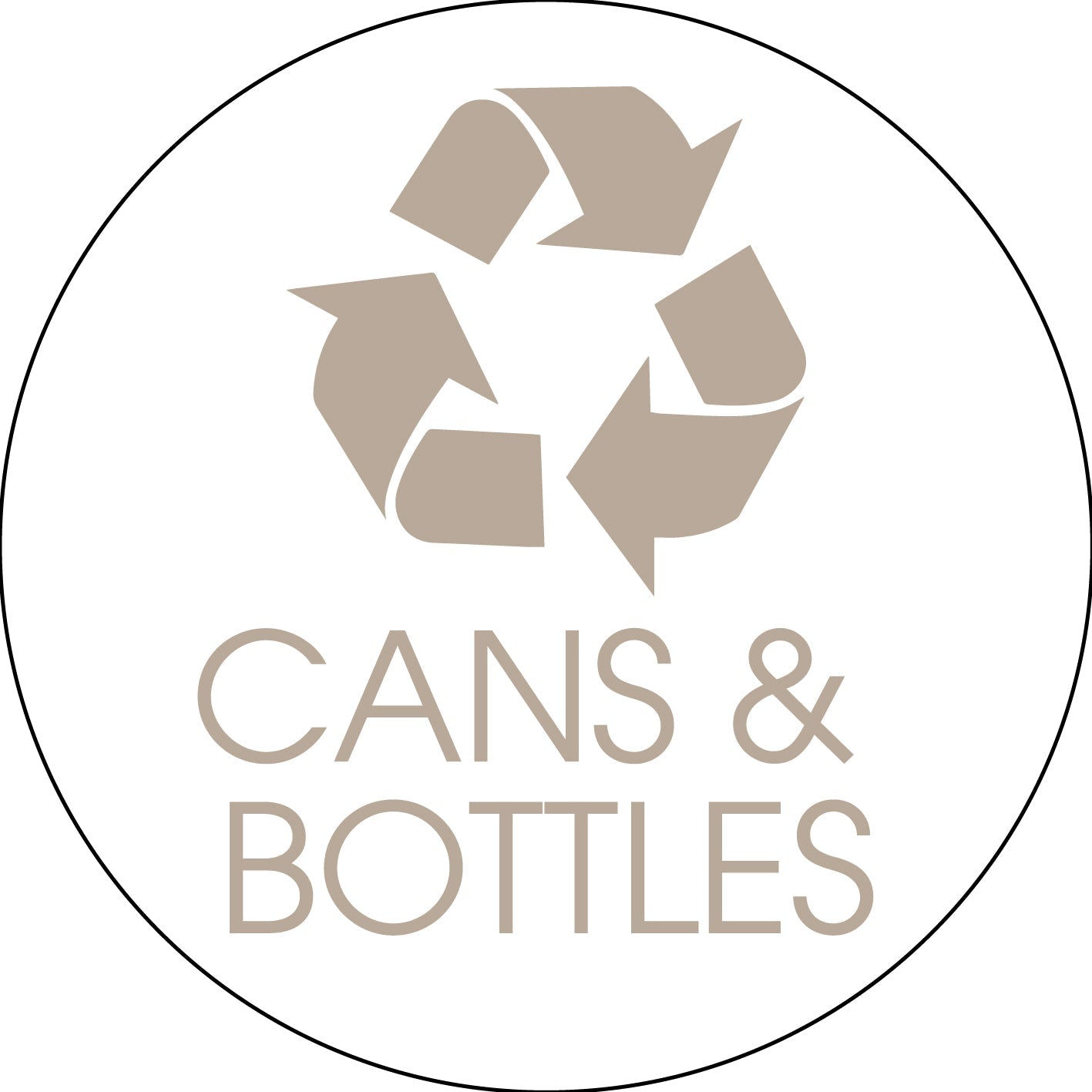 Cans and Bottles Fawn Circle Bin Sticker - New Signs