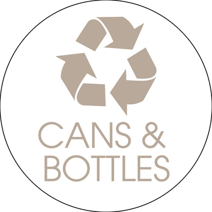 Cans and Bottles Fawn Circle Bin Sticker - New Signs
