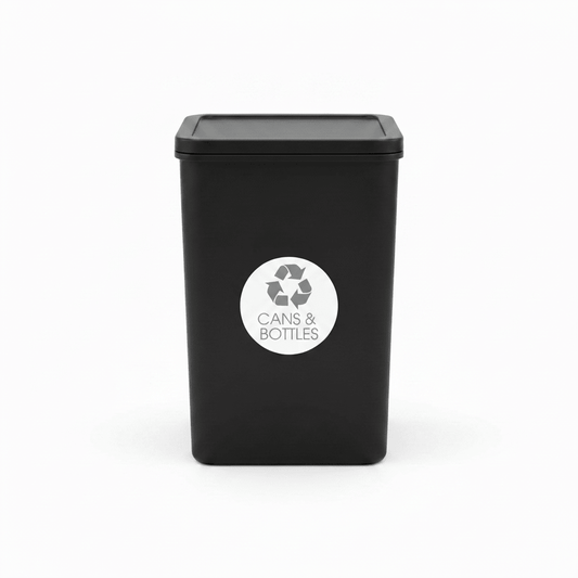 Cans and Bottles Grey Circle Bin Sticker - New Signs