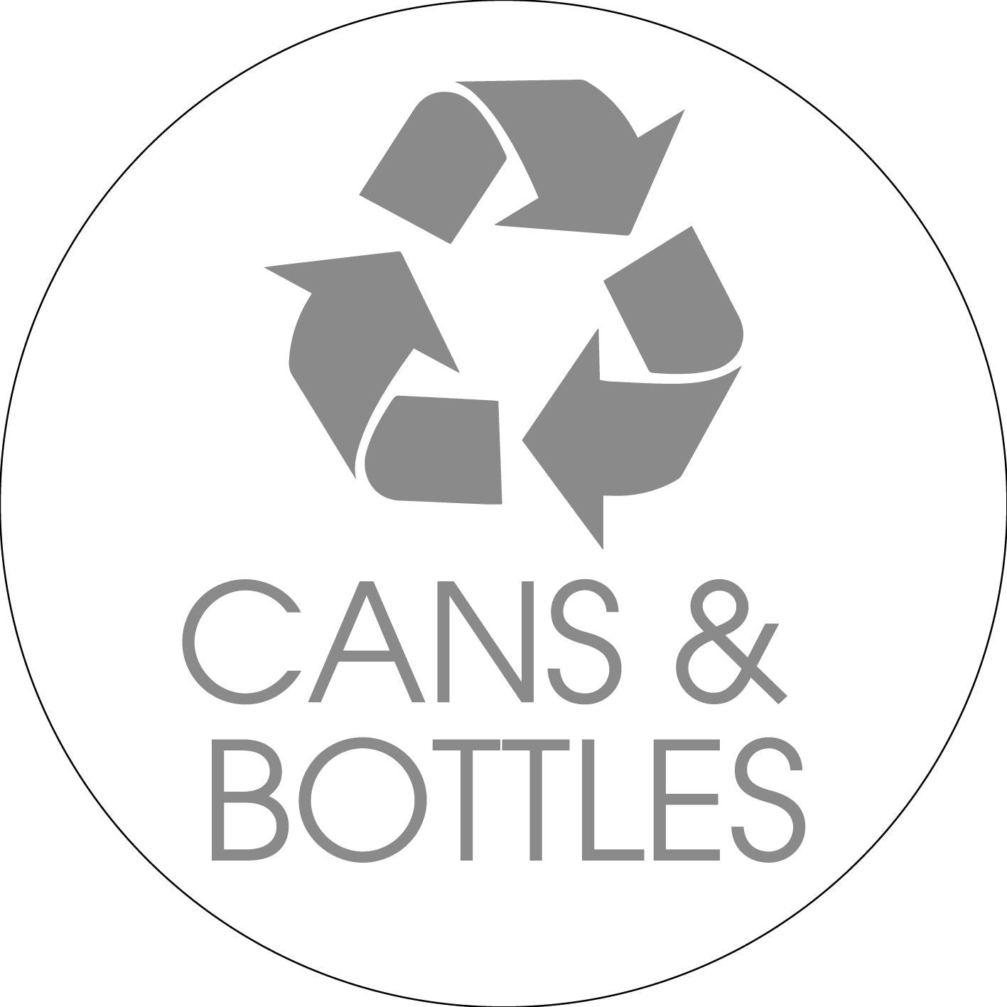 Cans and Bottles Grey Circle Bin Sticker - New Signs