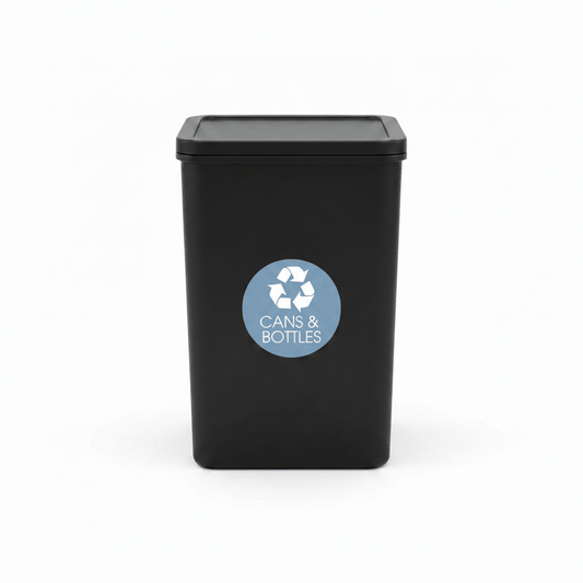 Cans and Bottles Ocean Background Circle Bin Sticker - New Signs