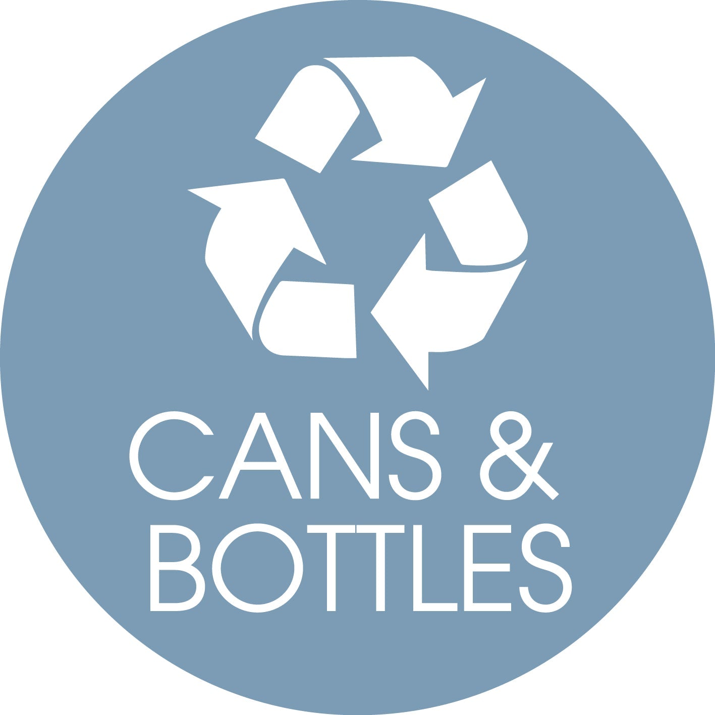Cans and Bottles Ocean Background Circle Bin Sticker - New Signs