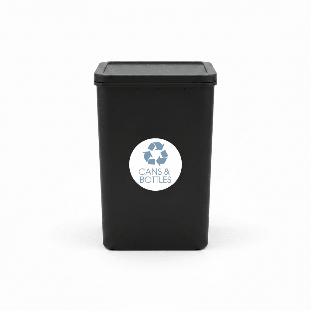 Cans and Bottles Ocean Circle Bin Sticker - New Signs