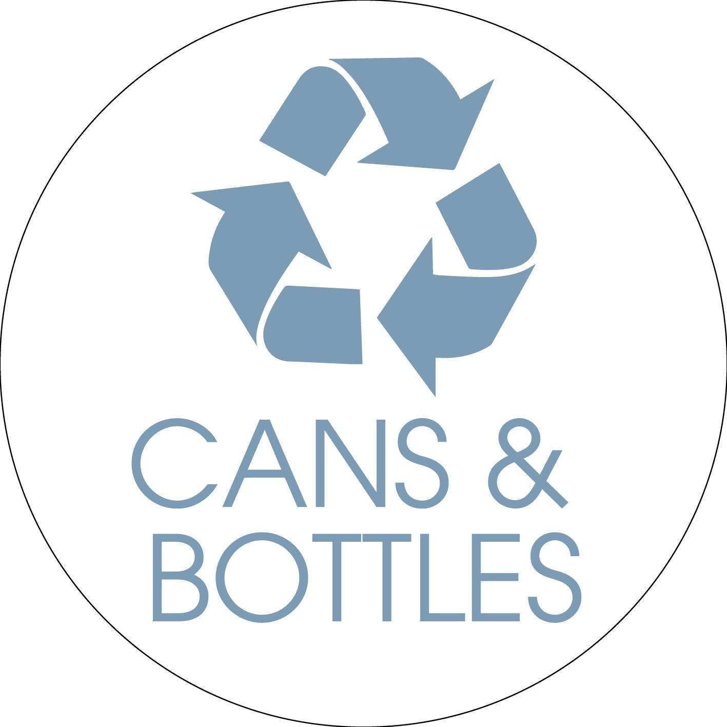 Cans and Bottles Ocean Circle Bin Sticker - New Signs