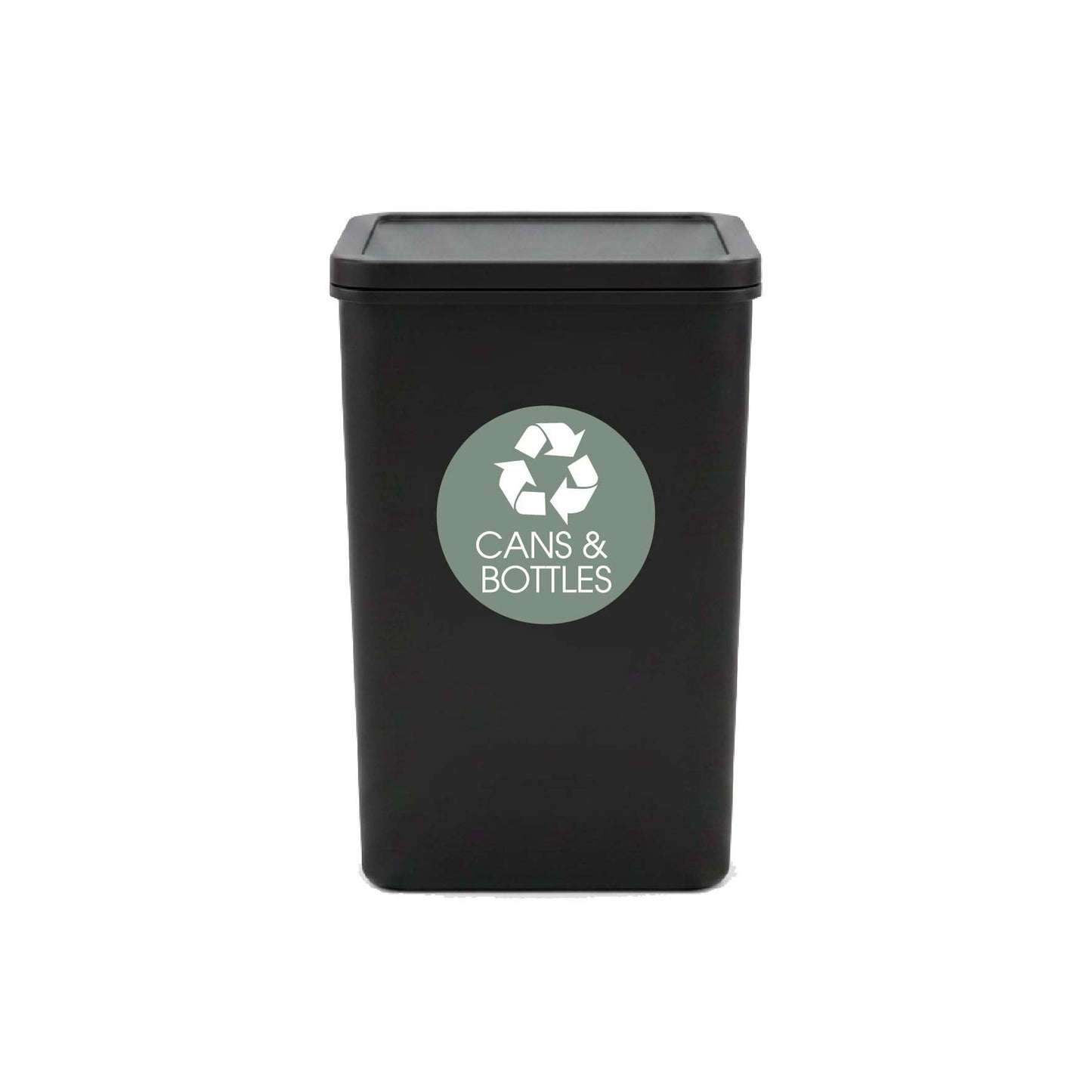 Cans and Bottles Sage Background Circle Bin Sticker - New Signs