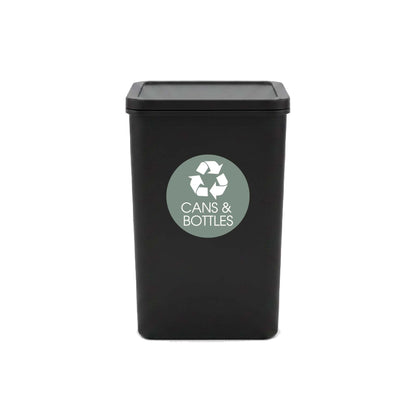 Cans and Bottles Sage Background Circle Bin Sticker - New Signs