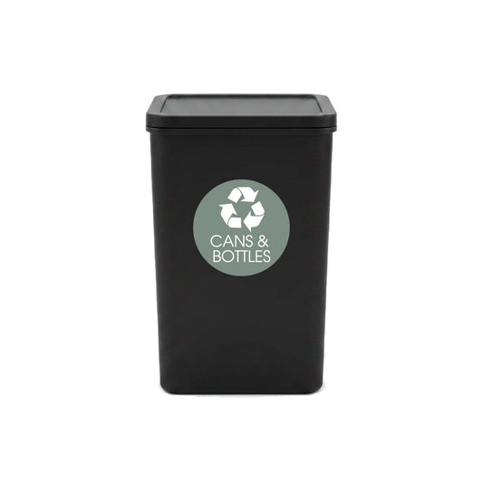 Cans and Bottles Sage Background Circle Bin Sticker - New Signs