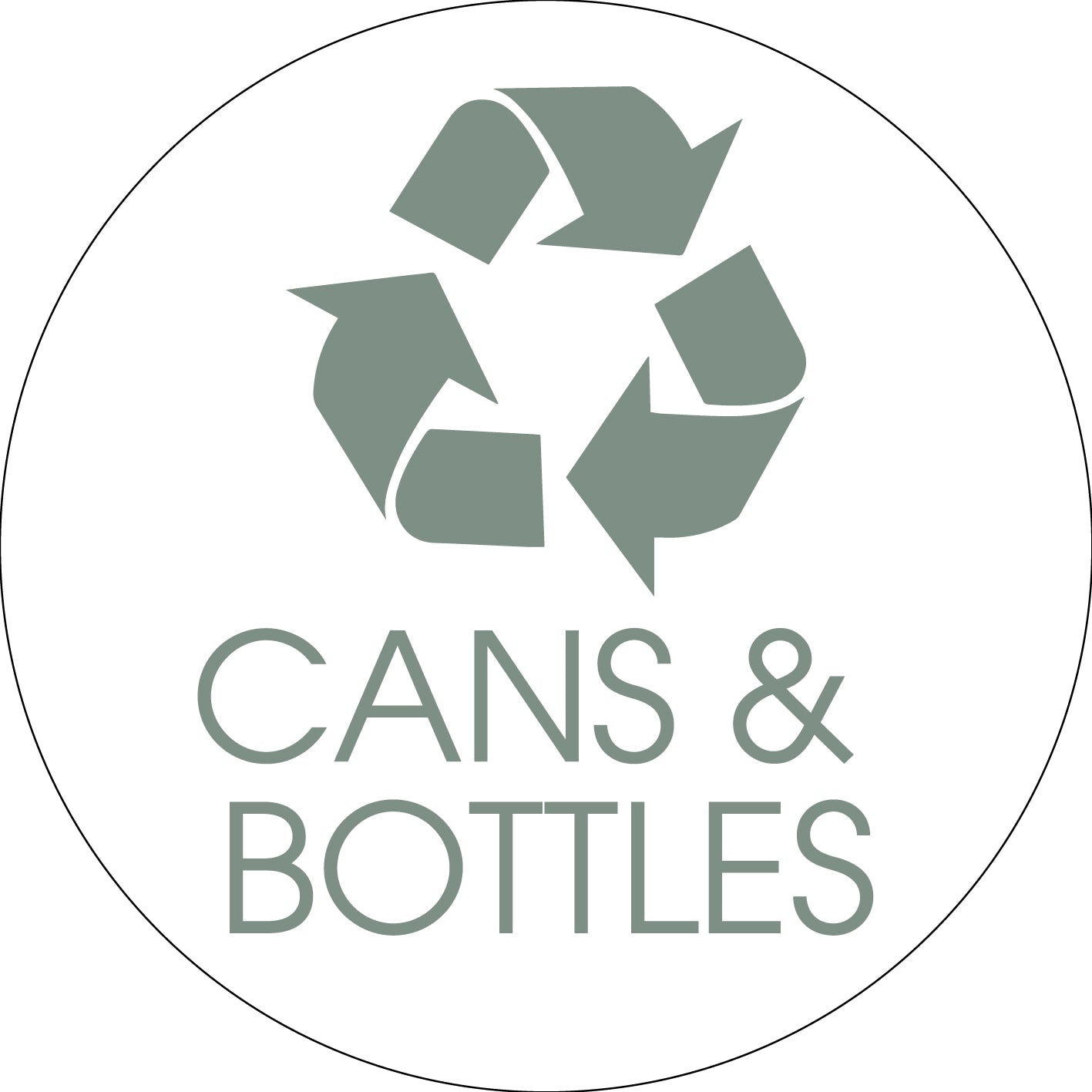 Cans and Bottles Sage Circle Bin Sticker - New Signs