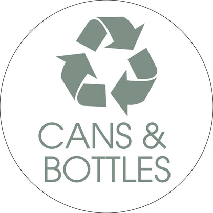 Cans and Bottles Sage Circle Bin Sticker - New Signs