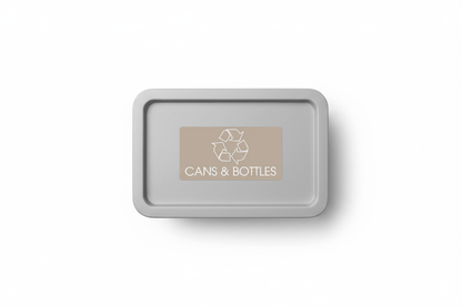 Cans & Bottles Fawn Background Bin Sticker - New Signs
