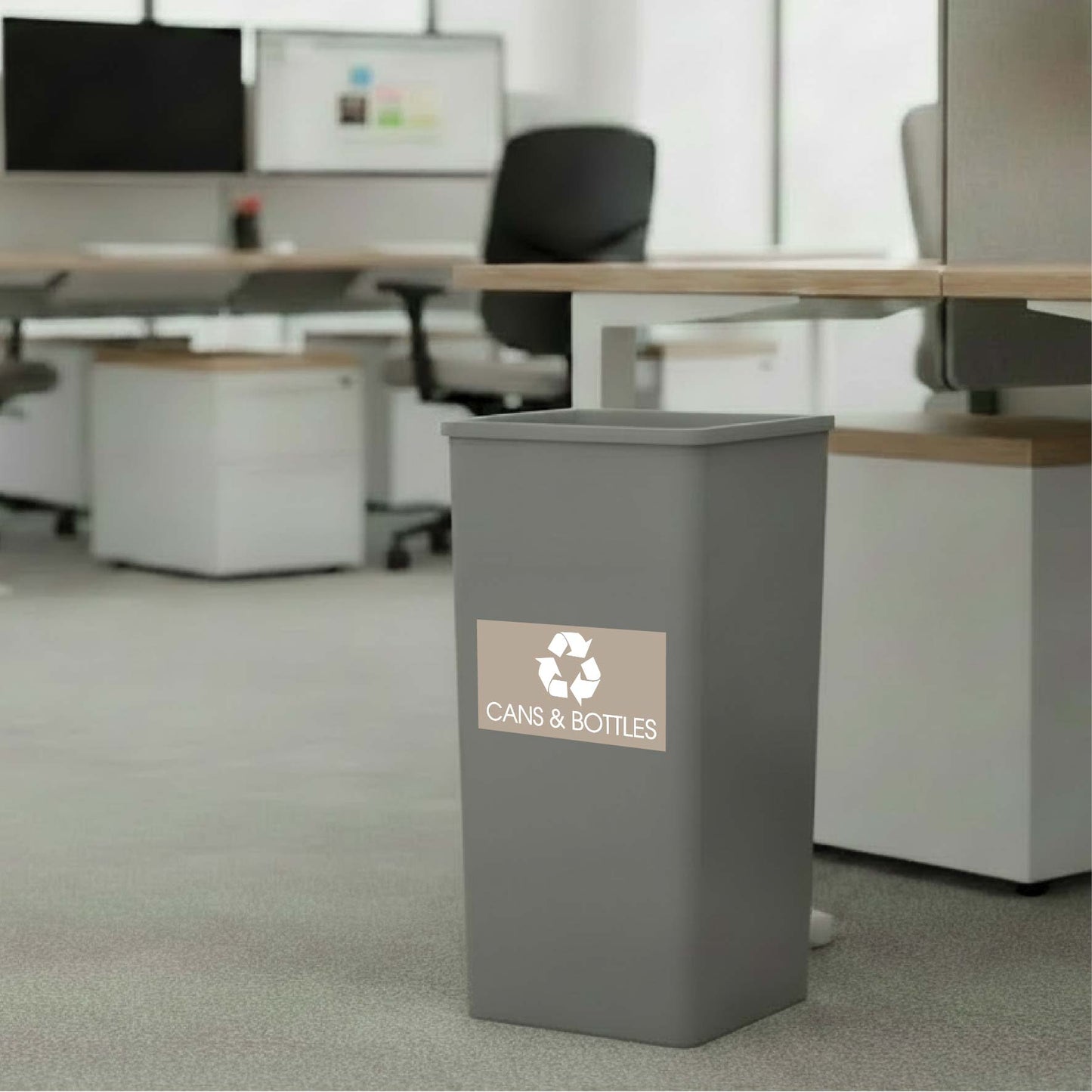 Cans & Bottles Fawn Background Bin Sticker - New Signs
