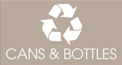 Cans & Bottles Fawn Background Bin Sticker - New Signs
