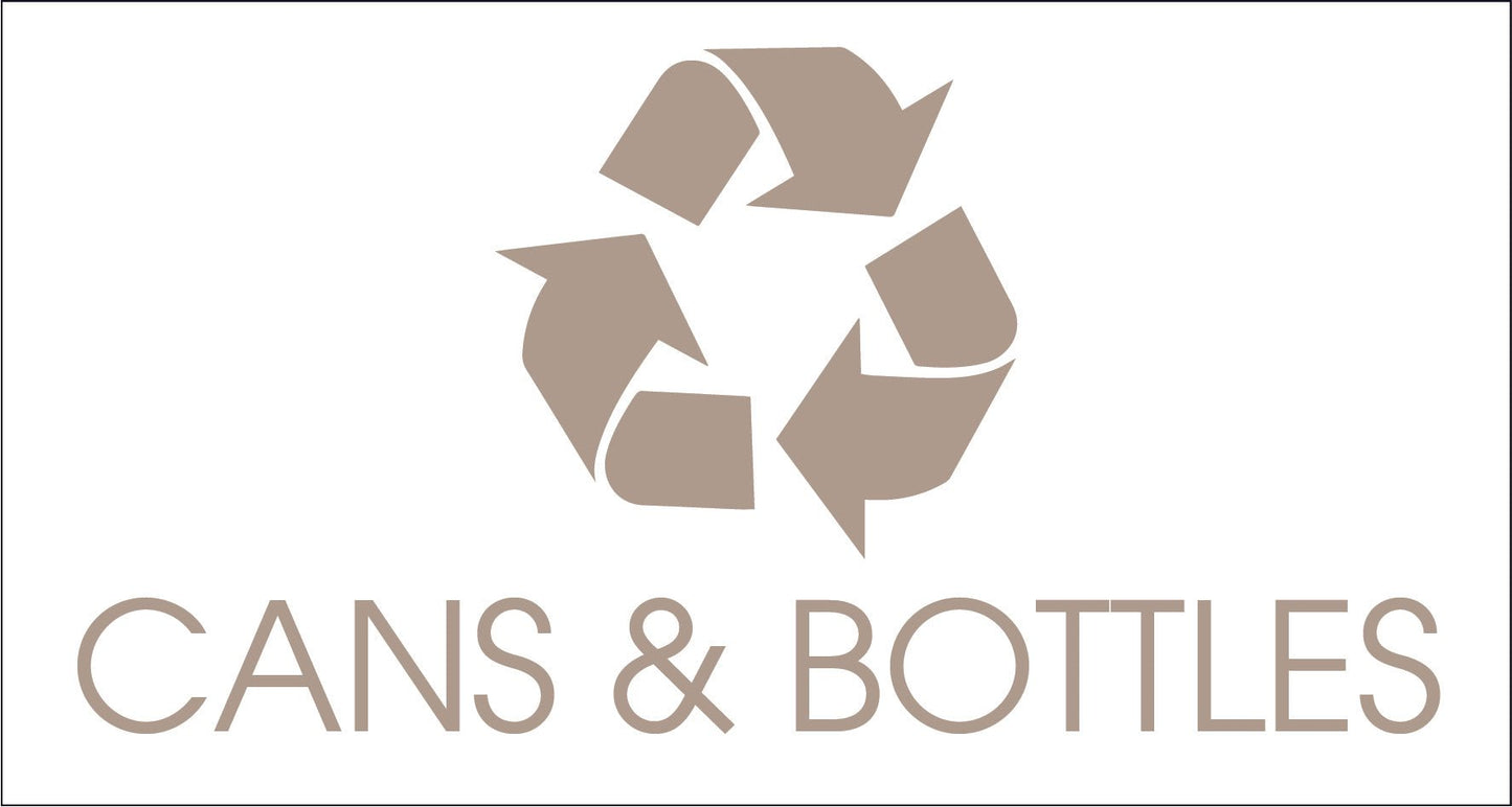 Cans & Bottles Fawn Bin Sticker - New Signs