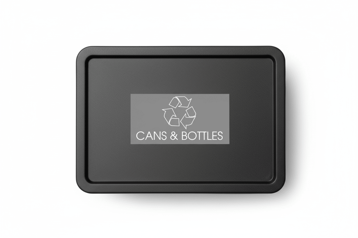 Cans & Bottles Grey Background Bin Sticker - New Signs