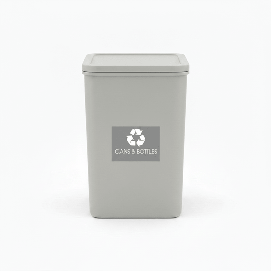 Cans & Bottles Grey Background Bin Sticker - New Signs