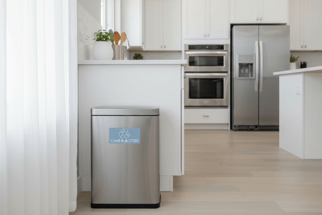 Cans & Bottles Ocean Background Bin Sticker - New Signs