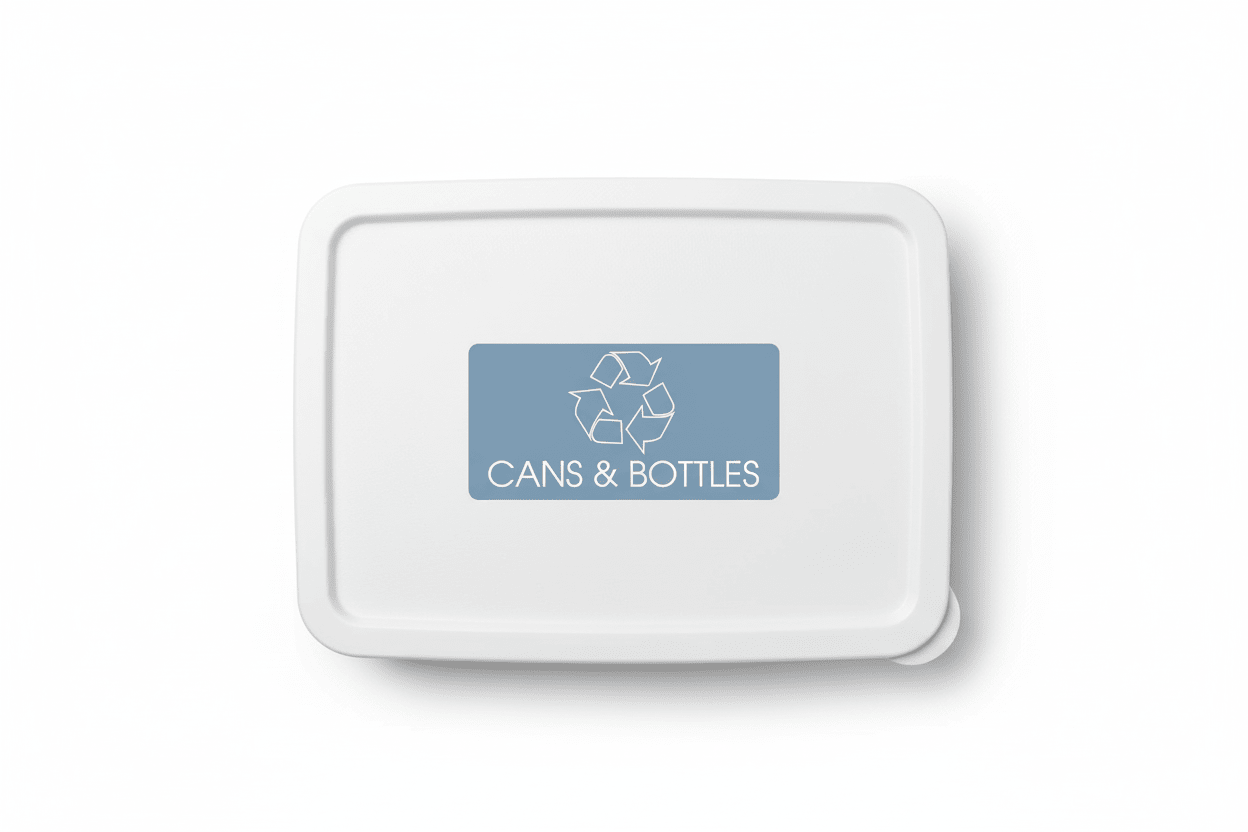 Cans & Bottles Ocean Background Bin Sticker - New Signs