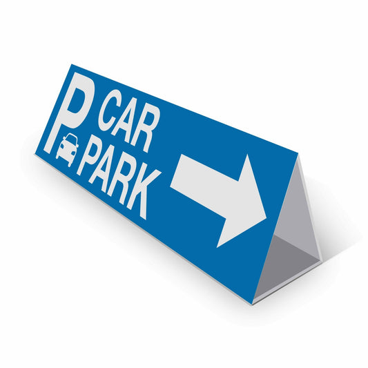Car Park Right Arrow - Landscape Corflute Toblerone Signs - New Signs