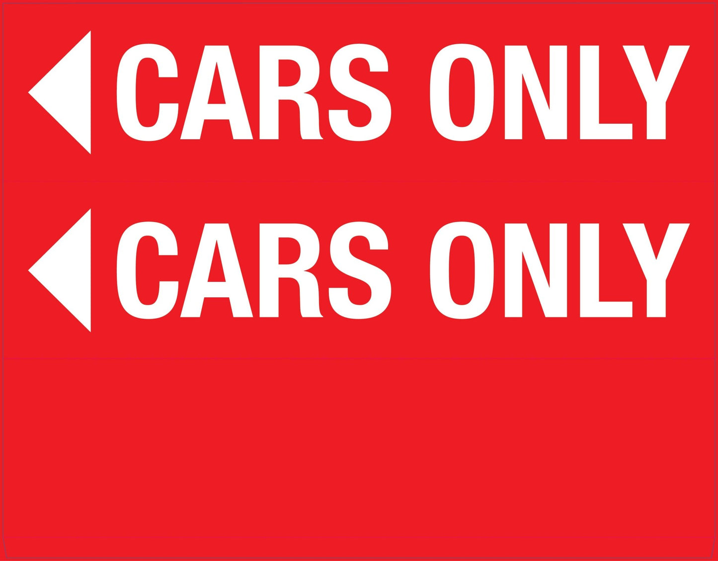 Cars Only Left Arrow - Landscape Corflute Toblerone Signs - New Signs
