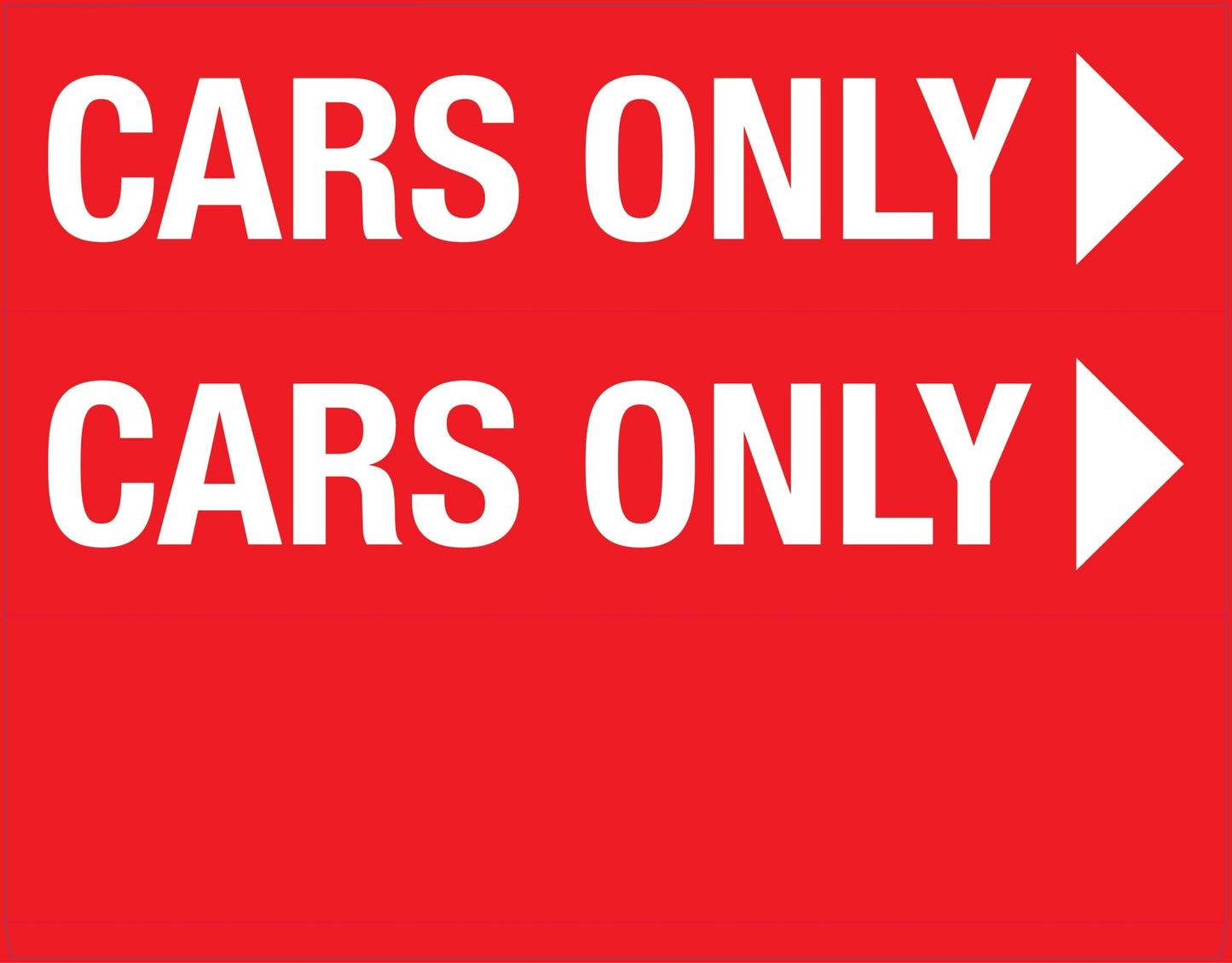 Cars Only Right Arrow - Landscape Corflute Toblerone Signs - New Signs