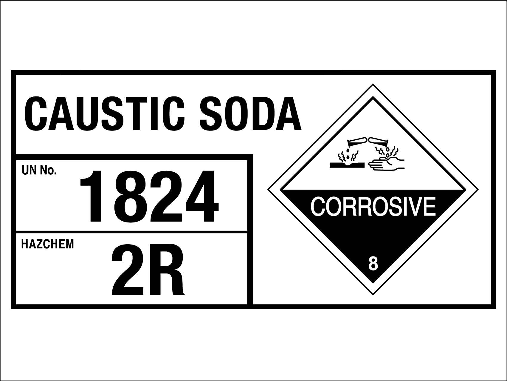 Caustic Soda 1824 2R Sign - New Signs