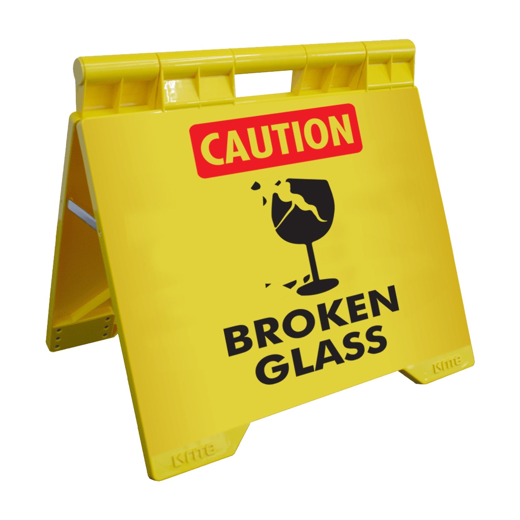 Caution Broken Glass - Evarite A - Frame Sign - New Signs