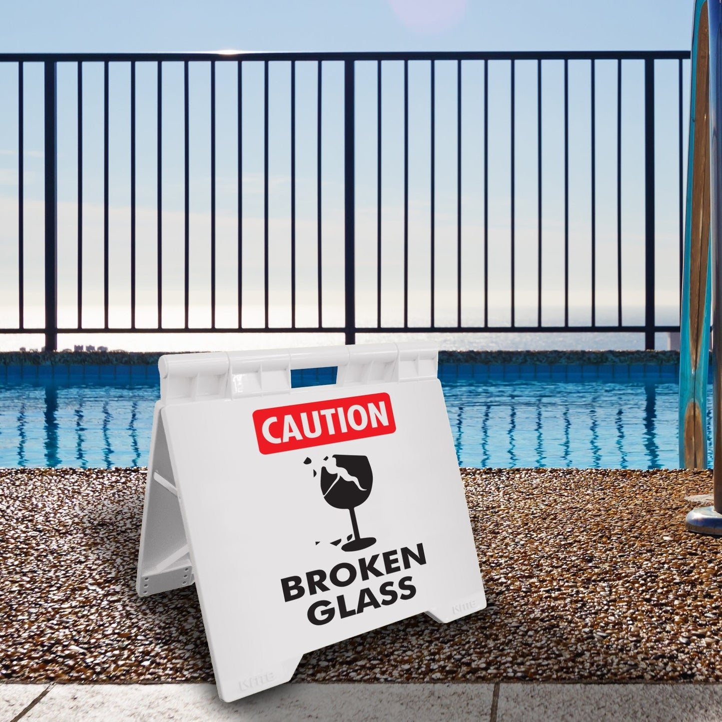 Caution Broken Glass - Evarite A - Frame Sign - New Signs