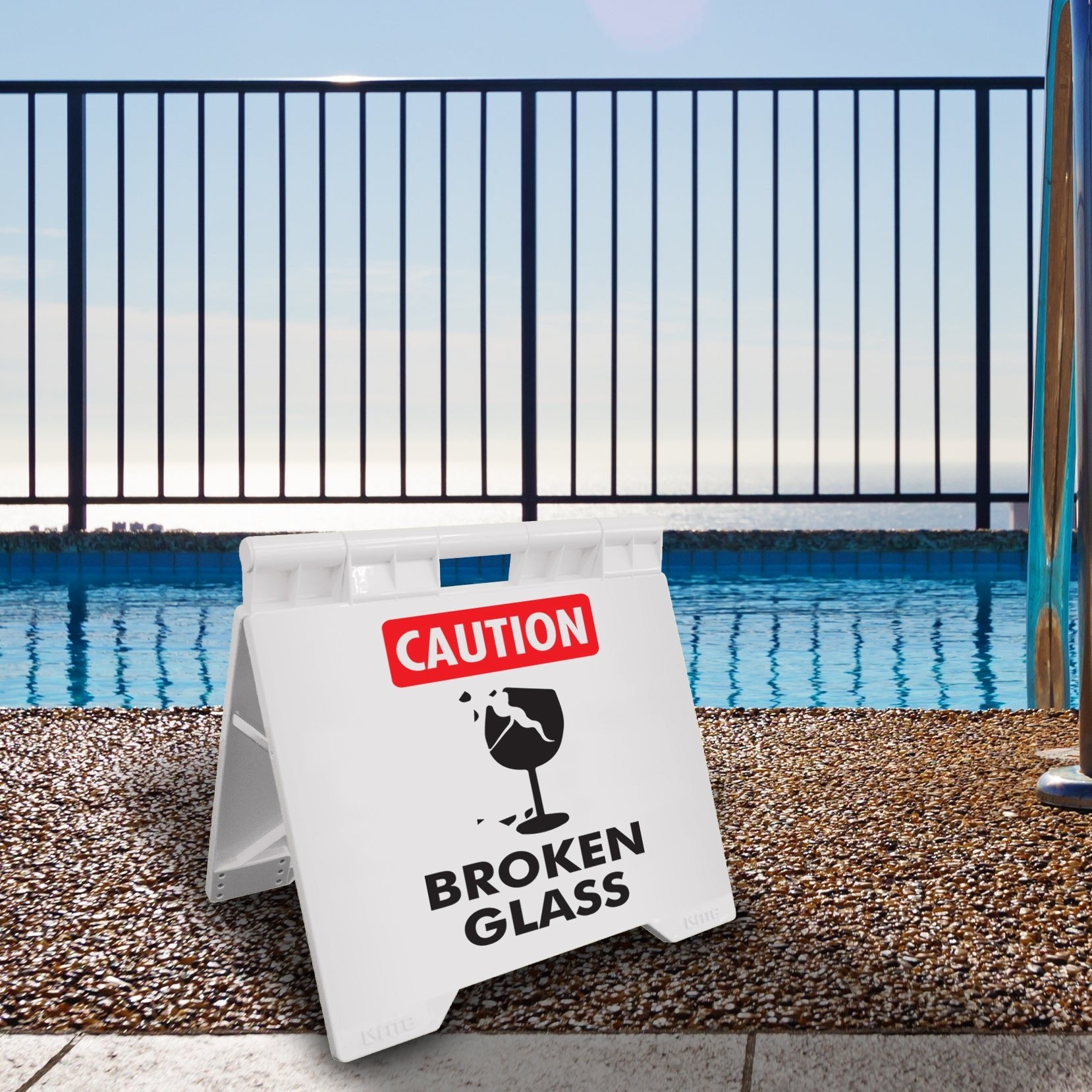 Caution Broken Glass - Evarite A - Frame Sign - New Signs
