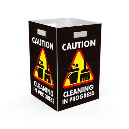 Caution Cleaning In Progress Black - Corflute Box Sign - New Signs