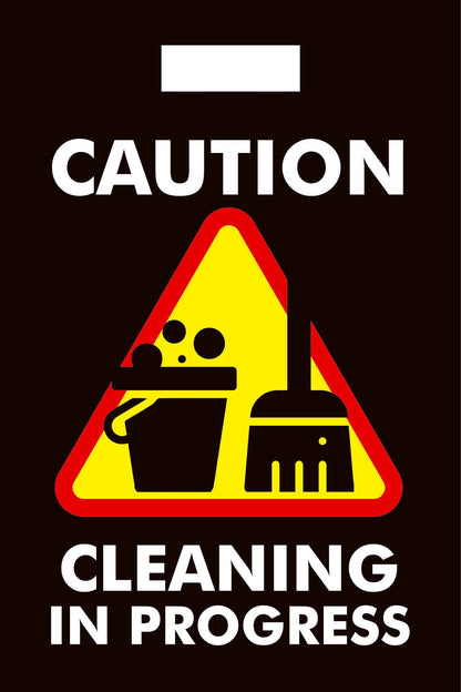 Caution Cleaning In Progress Black - Corflute Box Sign - New Signs