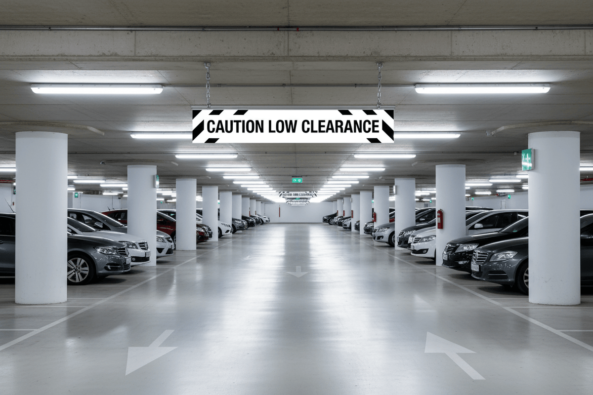Caution Low Clearance Skinny Black and White Sign - New Signs
