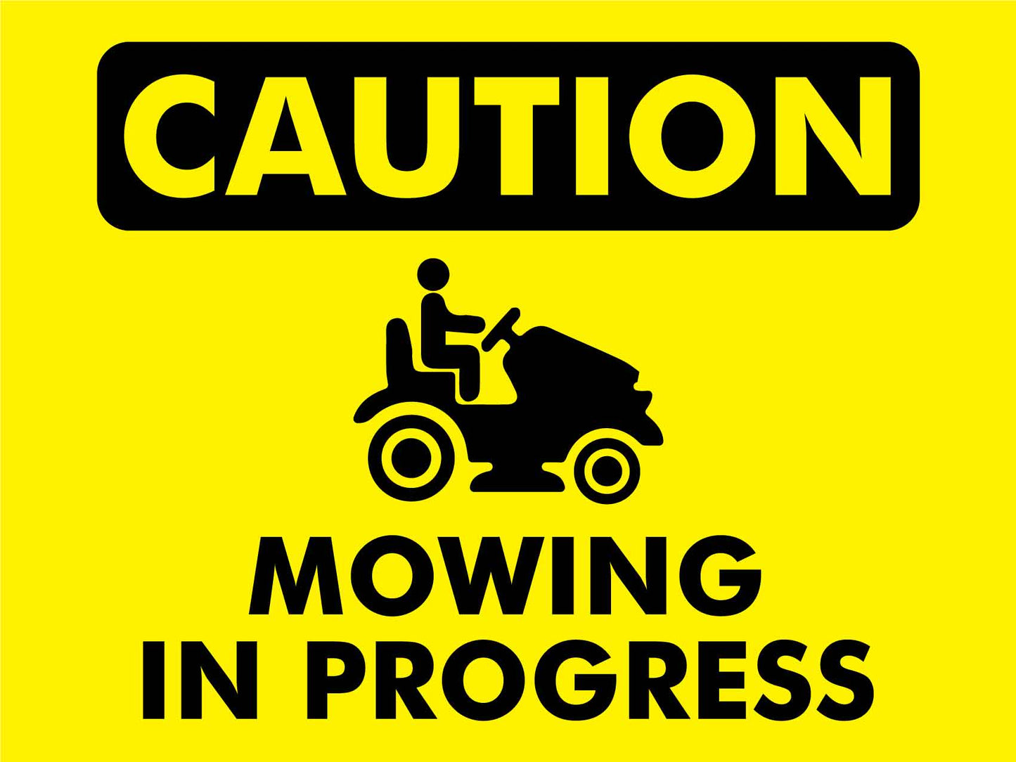 Caution Mowing In Progress Icon Sign - New Signs