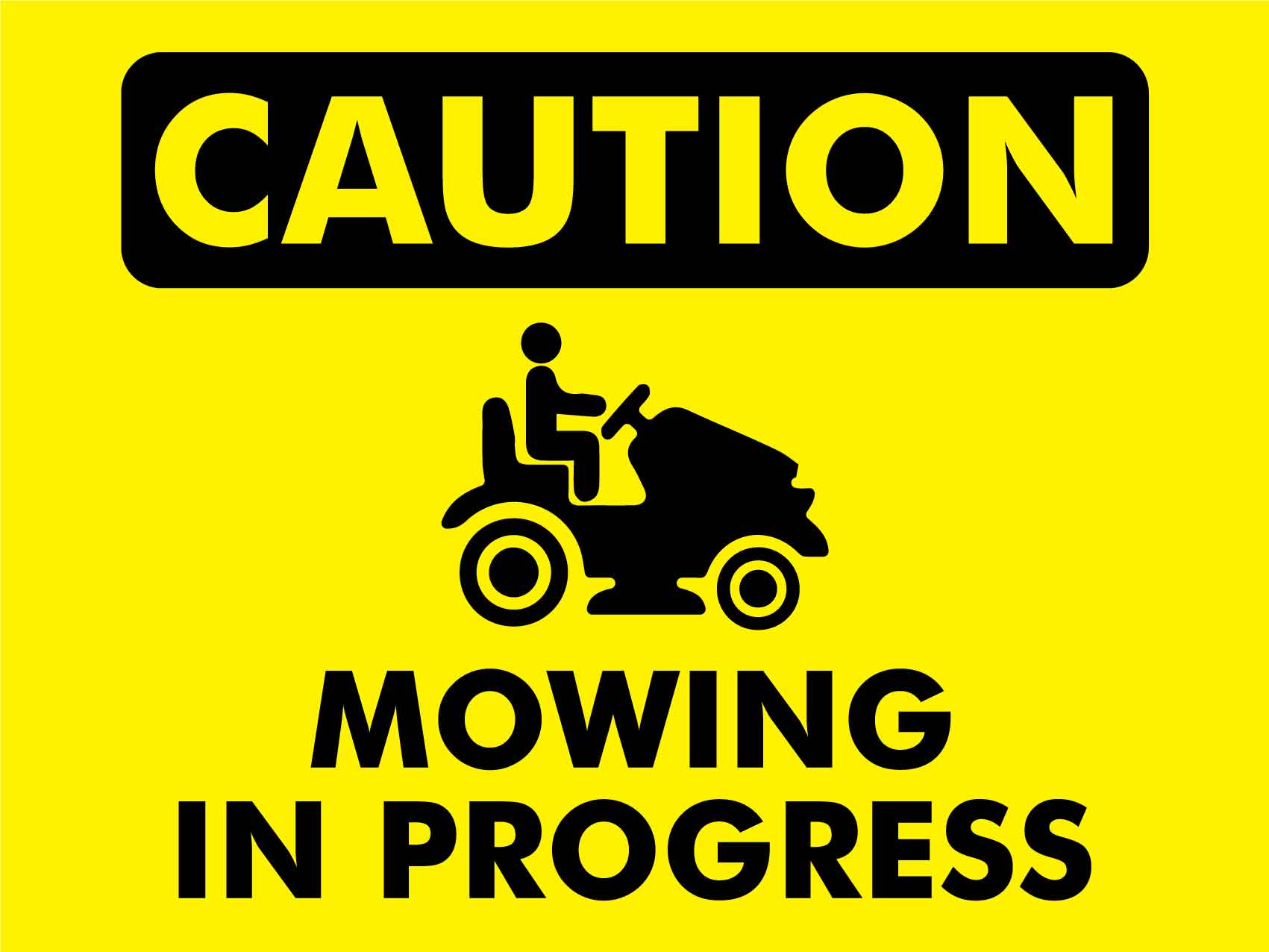 Caution Mowing In Progress Icon Sign - New Signs