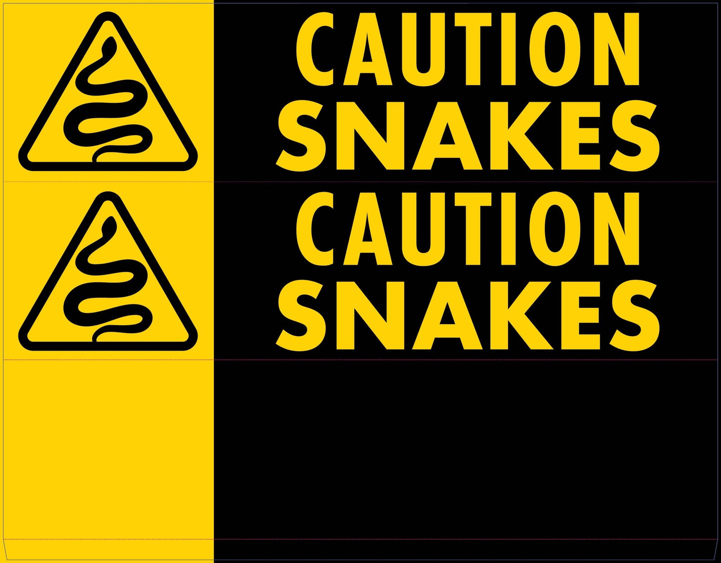 Caution Snakes - Landscape Corflute Toblerone Signs - New Signs